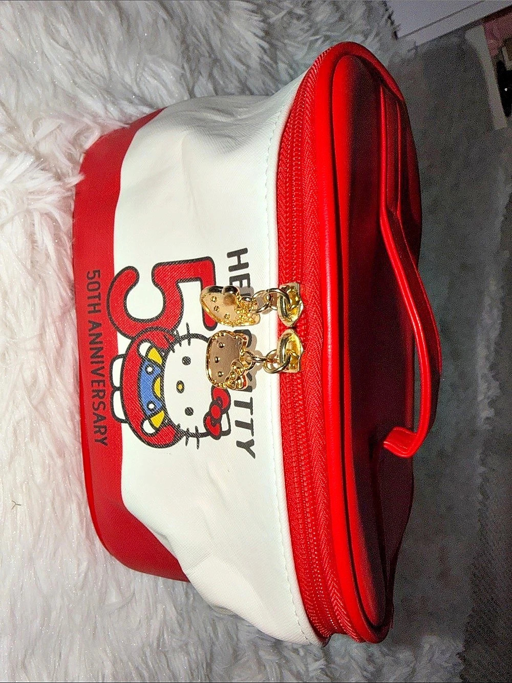 Hello Kitty 50th Anniversary Cosmetic Case in Red & White Like without tag